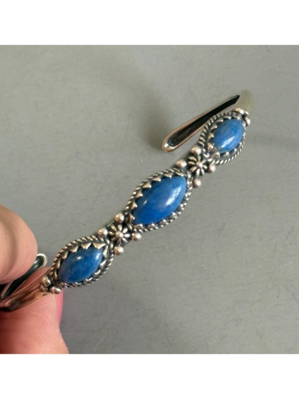 CAROLYN POLLACK American West 925 3-Stone Blue Denim LAPIS Cuff L